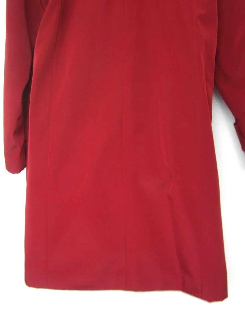 Calvin Klein EUC Size XL Rain Trench Coat Hood Red Polyester Button Long - Picture 8 of 14